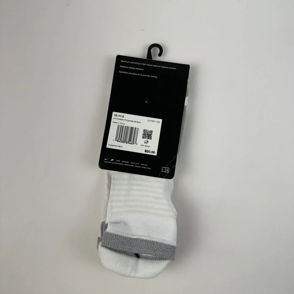 New Womens Nike Spark Lightweight White Running No Show Socks Size 11.5-13